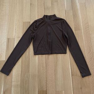High neck brown crop top